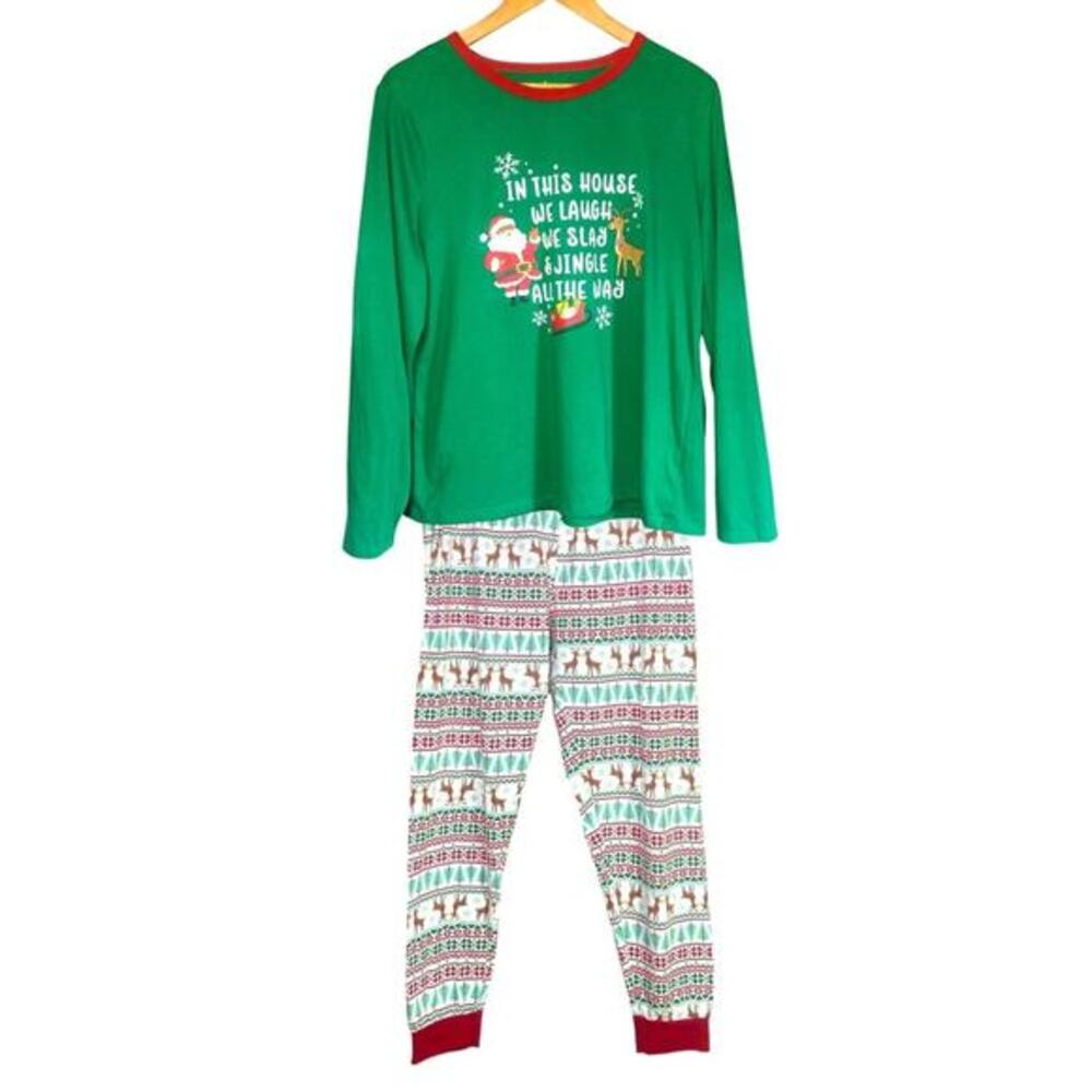 Christmas Women’s Long Sleeve Pajama‎ Set 2 Piece Pullover Shirt and Pants Sz XL